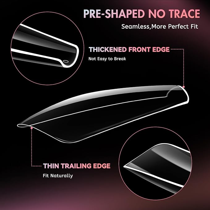 Ranrose Long Coffin Nails Tips: 240pcs XXL Acrylic Nails Clear C Curve Coffin False Nail, Full Cover Fake Nails for Nail Extension, 12 Sizes
