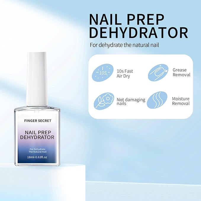 Acid-Free Primer and Nail Prep Dehydrator Ph Bonder for Gel Polish Poly Gel Flase Press on Nail Acrylic Nails Fast Dry Prep Kit for Design Art No Lift 18ml