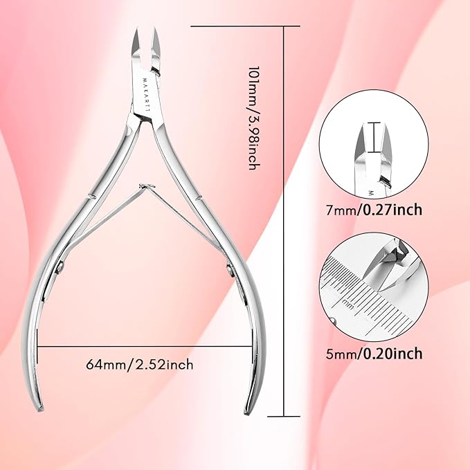 Makartt Cuticle Nipper, Full Jaw Sharp Nail Trimmer Cutter for Care & Prep, Manicure Kit for Home and Salon Use (Silver, Pack of 1)