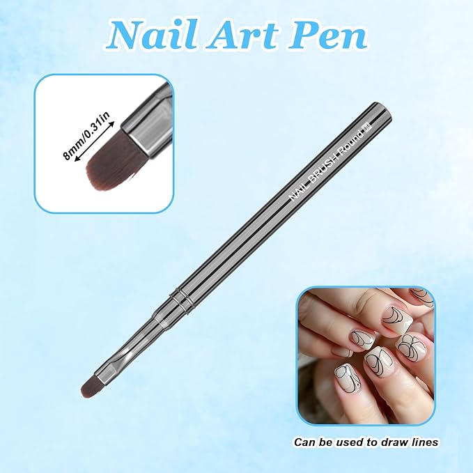 3PCS Clean up Nail Brush, Nail Polish Brush Round/Angled/Flat Acetone Resistant Brushes for Manicure Painting Design Cleaner Remover Tool Professional DIY