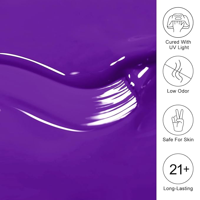 Imtiti Gel Nail Polish, Deep Purple Gel Polish Soak Off LED U V Nail Gel Polish Nail Polish DIY Nail Art Starter Manicure Salon Gel Nail Kit for Women Girls 10ML