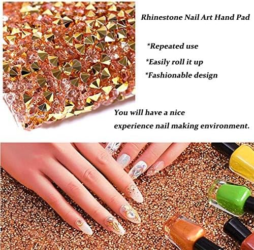 EBANKU Shiny Nail Table Mat, Nail Art Hand Rest Pad for Cushion Pillow, Washable Portable Nail Art Manicure Tool Practice Cushion Pad（Yellow）