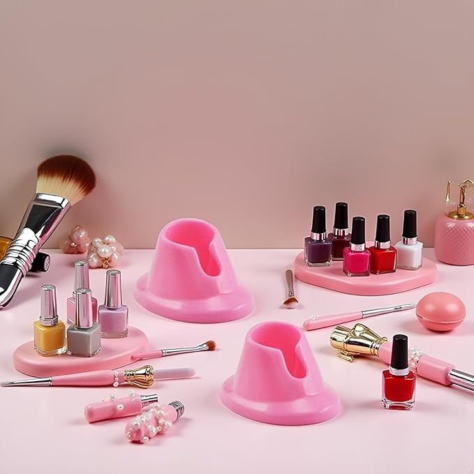 3Pcs Pink Premium Soft Rubber Nail Polish Bottle Holder Display Nail Art Varnish Polish Seat Tool Pink Anti-spill Bottle Stand Manicure Display Tools Nail Art Supplies for Nail Organizer Display