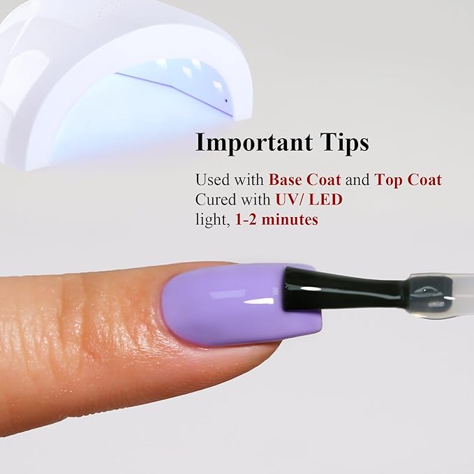 Gel Polish, 0.5 Fl Oz Lilac Purple Gel Nail Polish Spring Summer Soak off LED UV Gel Nail Polish Art Starter Manicure Salon DIY Nail Gel Polish Design
