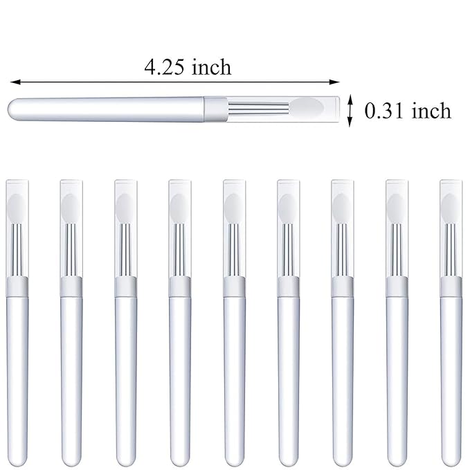 10pcs Silicone Nail Art Brushes Silicone Nail Brush Reusable Nail Brushes Chrome Nail Powder Applicator Lipstick Eyeshadow Applicator Pen Manicure Brushes Nail Art Tools