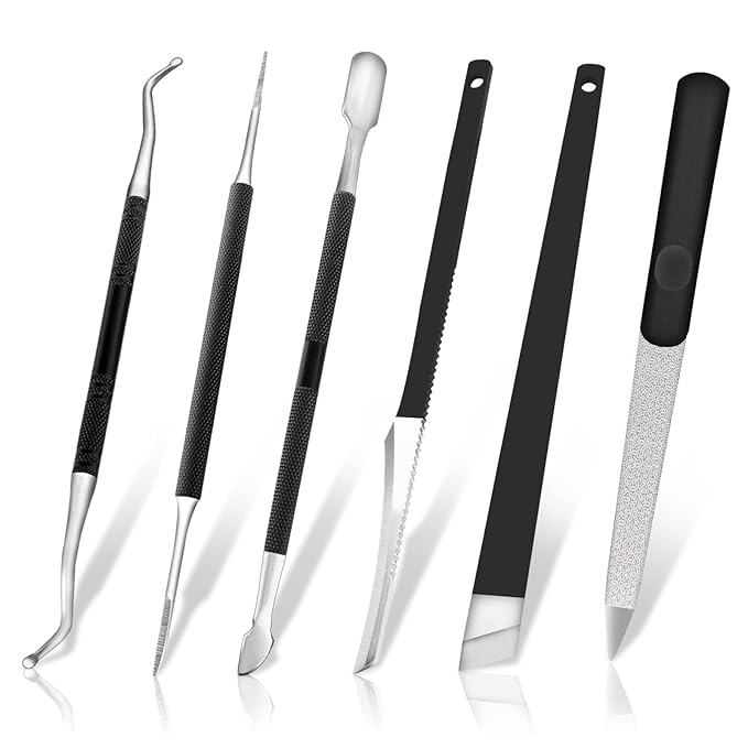 Ingrown Toenail Pedicure Tool Kit 6pcs, Ingrown Toe Nail File and Lifter Nail Pusher Pedicure Knife Set, Sharp Blade Nail Knives Kit Professional, Foot Repair Kit Stainless Steel for Nail Care