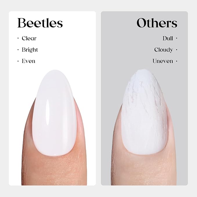 Beetles Natural Milky White Nail Tips | 160PCS, 16 Sizes Medium Almond Nail Tips | Pre-Colored Full Cover Soft Nail Gel Fake Nails | Salon-Gel Look for DIY Manicure