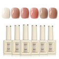 GAOY 16ml 6 Colors Sheer Nude Pink Gel Nail Polish Set, Jelly Translucent Pale Rose Dusty Apricot Light Cinnamon Gel Polish Kit, UV Light Cure for Nail Art DIY and Salon, Gentle Lady