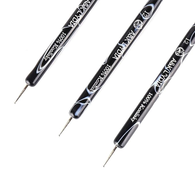 A&K L'YDIA 2 Way Acrylic Professional Konlisky sable hair French Manicure Clean-up Brush Nail Art Brush Bend Nail Dotting Pen Builder Extension UV Gel Acrylic #12