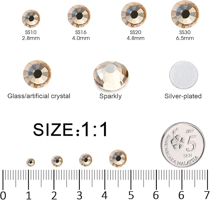 Flatback Rhinestones Bulk, 14400PCS Gold Shadow Rhinestones for Clothes DIY Decoration Crafts, Gold Shadow, SS20, 4.6-4.8mm