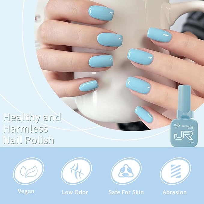 JR 9pcs 15ml Summer Color Gel Nail Polish Set Including Red Pink Nude Gel Polish Kit UV LED Soak Off Polish Home DIY Gift D