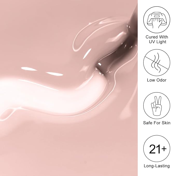 Imtiti Jelly Gel Nail Polish, 0.5 Fl Oz Nude Natural Sheer Jelly Gel Polish Soak Off LED UV Translucent DIY Nail Art Starter Manicure Salon