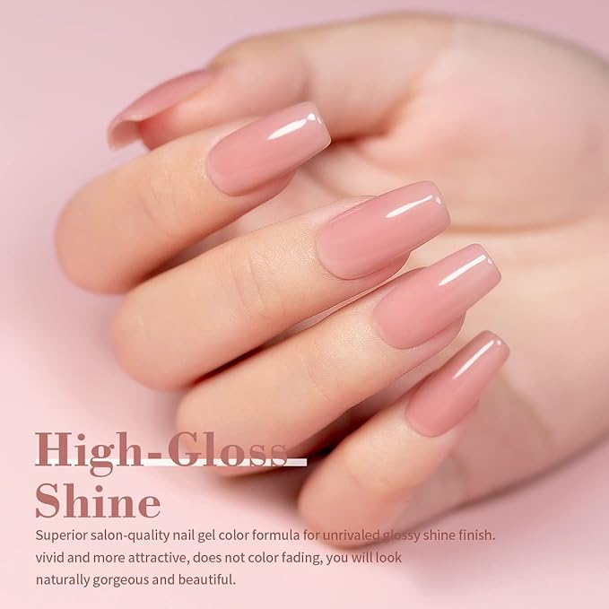 RARJSM Rubber Base Gel for Nails Nude Pink Natural Sheer Jelly Color Extend Rubber Base Coat Gel Nail Polish Gel Builder in a Bottle 15ml Soak Off Curing Requires Salon Home DIY Use French Manicure
