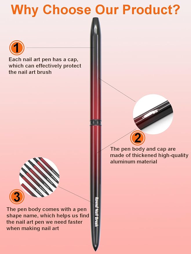 MYR 6Pcs Metal Nail Art Brushes and 2Pcs Nano Nail Files are suitable for Drawing Thick Lines, Painting Petals, Applying Phototherapy Gel, Halo Dyeing and other Personalized Nail Enhancement Designs