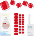 JMEOWIO Gel Toenail Stickers Red Semi Cured Gel Strips Wraps UV/LED Supplies Toenail Art Design Decoration Accessories