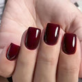 Dark Red Press on Nails Short Square, Sofe Gel Glossy Burgundy Nails Fall Full Cover Glue on Nails, Reusable Winter Thick Pretty Fake False Acrylic Nails Press Ons for Women,32pcs