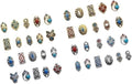 Retro Turquoise Totem Flower 3D Alloy Nail Art Mix Color Nail Charms, DIY Nail Art Decorations 50pcs