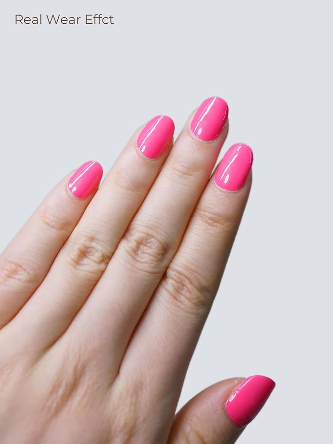 Semi Cured Gel Nail Strips - UV Light Gel Nail Stickers - 20 Long Lasting Salon Quality Wraps (Velvet Kiss Pink)