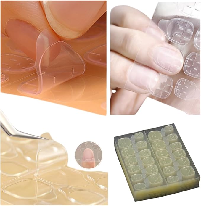 Nail Stickers：Nail Adhesive Tabs Transparent Double Side Nail Sticky Tabs, 1200PCS Press Ons Nail Sticker,Waterproof Breathable False Nail Tips Jelly Nail Glue Replacement (Clear 50 Sheet)