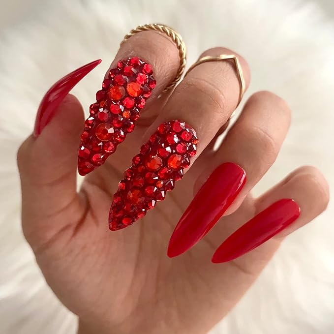 Dowarm 1440 Pieces SS16 Flatback Crystals, 4MM Flatback Non Hotfix Rhinestones for Craft Nails Dance Costumes, Red/Siam