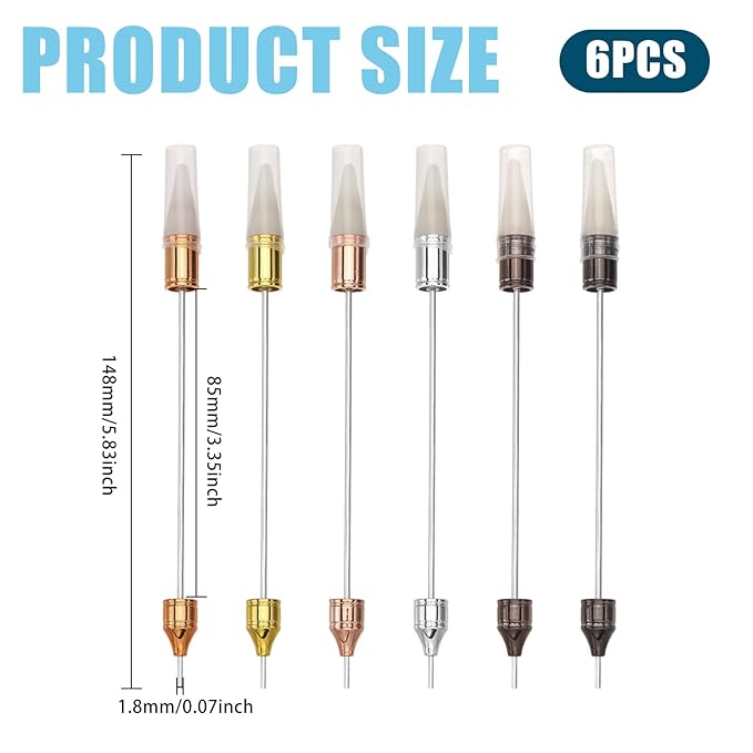 6Pcs Beadable Rhinestone Picker Dotting Pen Rhinestone Adding Dual-ended Beadable Handle DIY Nail Art Decoration Tool for Pick Up and Place Gems Crystals