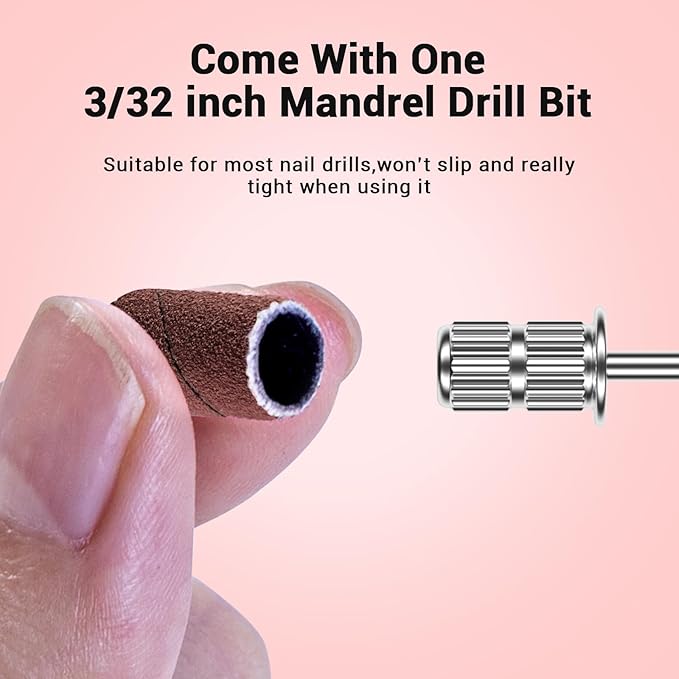 MelodySusie 100 Pcs Professional Sanding Bands Nail Manicure 180 Grit File Sand Piece Set For Nail Drill Bits