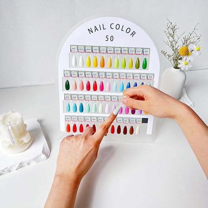 Acycoin2A 50 Colors Magnetic Detachable Nail Color Testing Plate Stand Visible Acrylic Nail Polish Dip Powder Color Display Board Nail Art UV Oil Glue Showing Tools