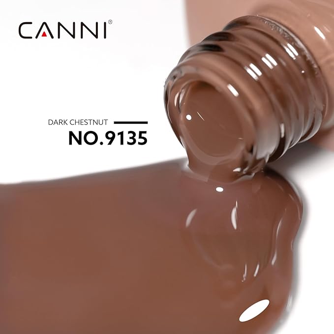 CANNI Brown Gel Nail Polish, 1Pcs Fall Winter Gel Polish Chocolate Brown Color High Gloss Soak Off U V French Nail Manicure Salon DIY
