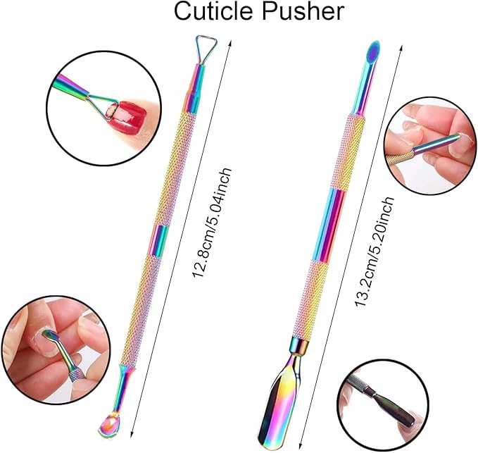 Cuticle Trimmer with Cuticle Pusher and Cutter,Cuticle Remover Nippers Professional Stainless Steel Cutter Clippers,Pedicure Manicure Tools for Fingernails Toenails