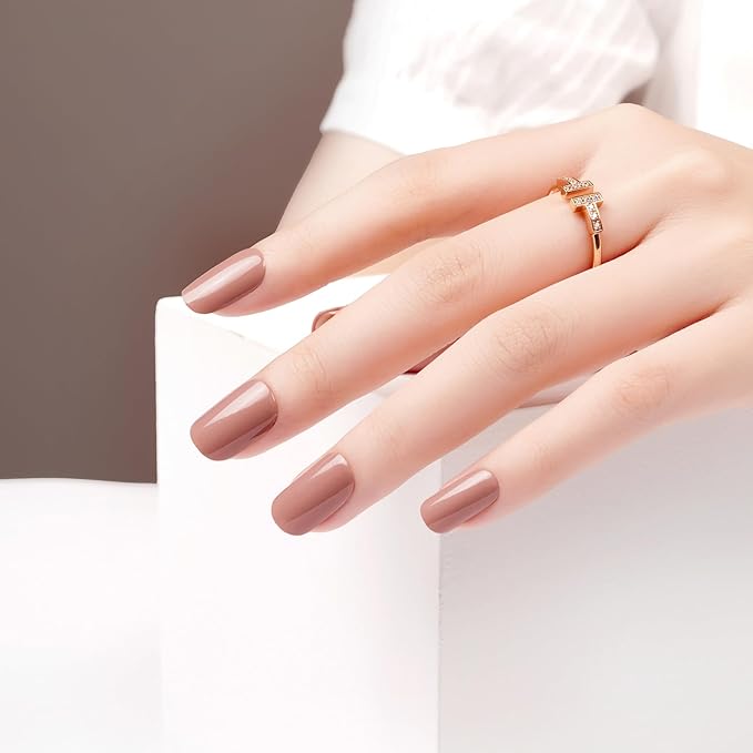 DANNI & TONI Semi Cured Gel Nail Strips Mauve Nude (Blissful) Natural Gel Nail Wraps Gift for Woman