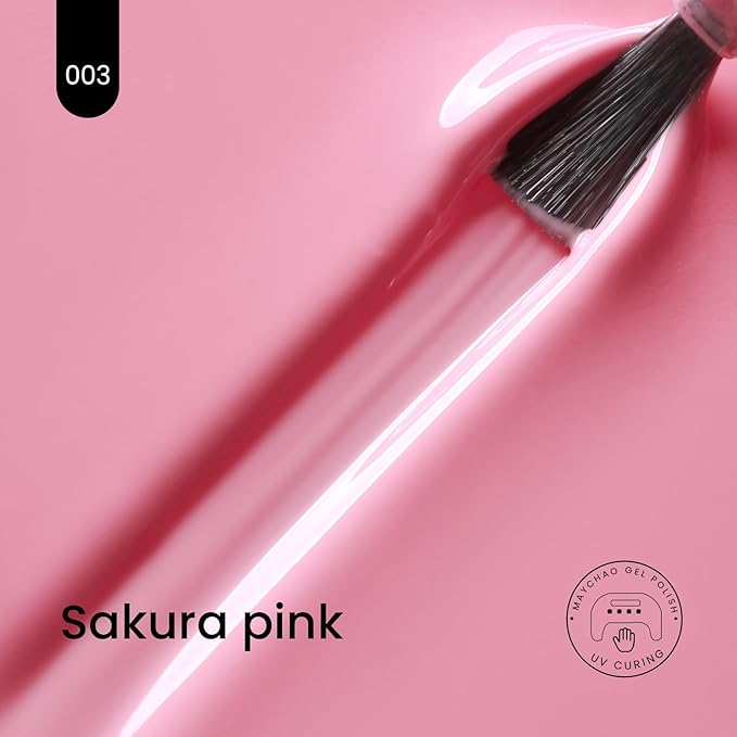 MAYCHAO 15ML Pink Gel Nail Polish, Pastel Sakura Pink Gel Polish Soak Off UV LED Curing for Nail Art Starter Manicure Salon DIY at Home, 0.5 OZ