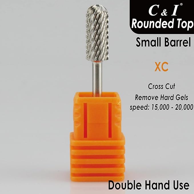 C & I Small Barrel Smooth Top Nail Drill Bit, Safety Round Top, Professional Electric File for Manicure Drill Machine, Remove Nail Gels, Acrylics, 3/32” (Extra Coarse - XC)