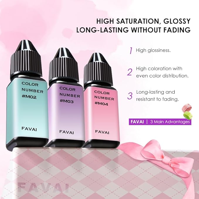 FAVAI 6 Colors Airbrush Gel Nail Polish 6 * 15ml - Macaron Collection (#M), Non-Acetone Airbrush Gel Polish with Fine Mist, Nail Polish for Nail Gradients No Dilution