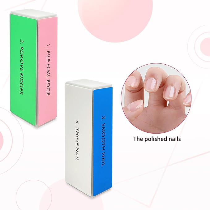 6-Pack Large Square Sponge Nail Buffer Block, 4-Way Nail File and Buffer for Smooth and Shiny Nails, Manicure and Pedicure Essentials