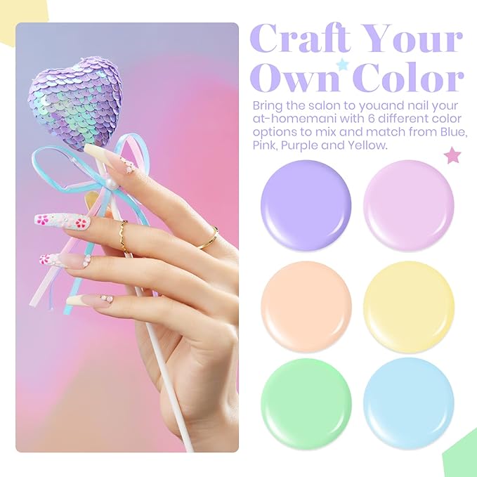 Beetles Pastel Gel Nail Polish - 6 Colors Macaron Pastel Easter Gel Polish Set Light Pink Blue Green Yellow Purple Nails Soft All Season Soak Off Uv Gel Manicure Nail Art Design DIY Home Salon