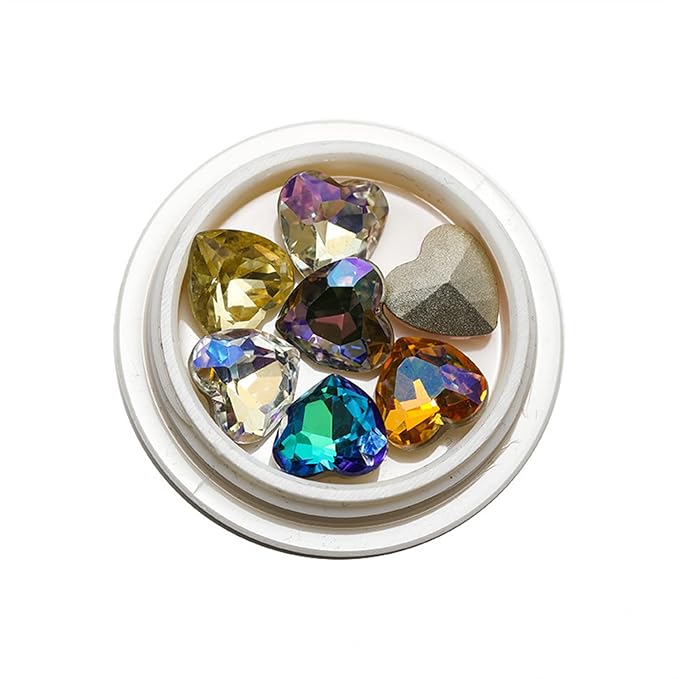 Nail Charms for Acrylic Nails 50 Pcs Heart Nail Charms 3D Nail Gems and Rhinestones for Nail Art Sharp Bottom Nail Decorations for Women