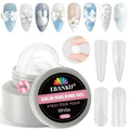 Solid Builder Gel for Nails, EBANKU White 60g/2.1oz No Stick Hand 3D Sculpting Gel for Nail Art, Hard Glue with 96Pcs Nail Forms Soak Off UV LED Manicure Salon DIY Gift