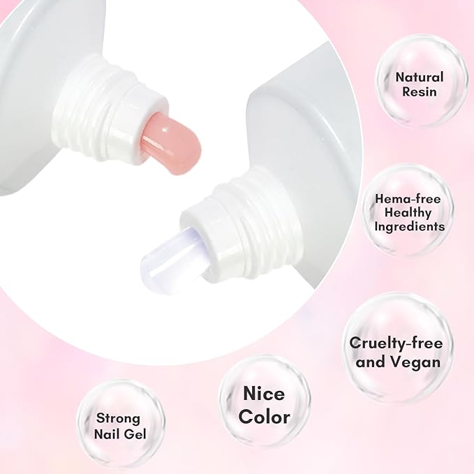 Makartt Poly Nail Gel Set, 2 Colors 50ML, Milky White and Nude Pink, Strong Builder for Extension Overlay Strengthener 3D Diy, Multifunctional, Long-lasting for Nails French Manicures Home Salon