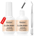 Beetles 2 Pcs Nail Glue Remover 20 ml for Press on Nails, False Nails Glue Remover for Fake Nail Tips Acrylics Nails Adhesive Remover Includes Cuticle Pusher, Not for Uv Gel Glue or Gel Polish