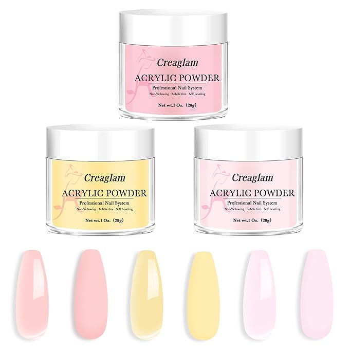 Professional Acrylic Powder for Nail: Large Capacity 3 Colors Pink Tulle Wax Yellow Festival Bloom Acrylic Nail Powder Polymer for Carving Nails - 28g 3D French Nail Manicure Extension