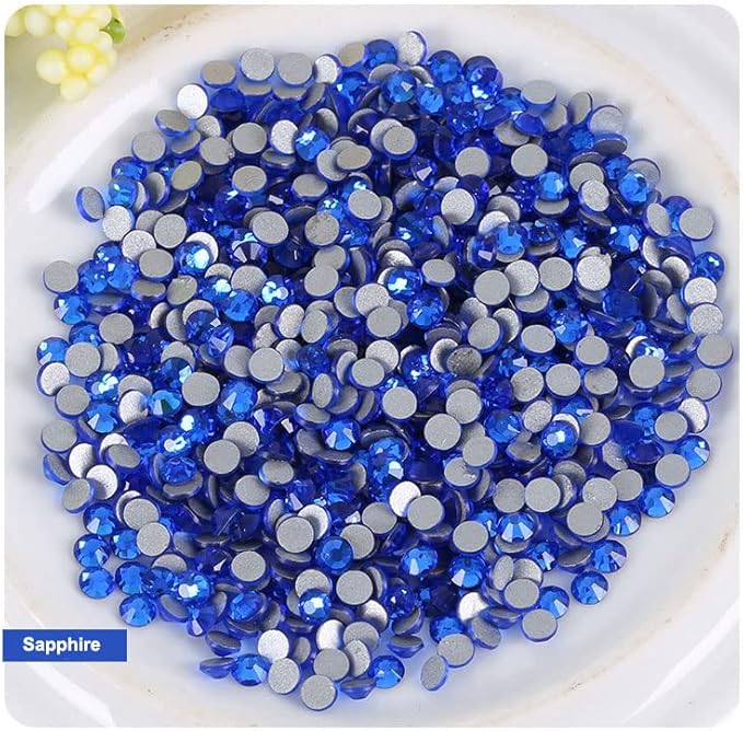 Onwon 288 Pcs Crystal Flat Back Brilliant Round Rhinestones Glass Stones Glitter Gems Faux Diamond for Craft,Nail Art,Shoes,DIY Decorations (SS30 / 6.35mm, Sapphire)