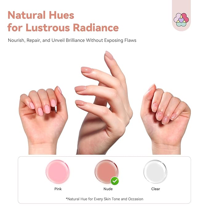 SAVILAND Nail Strengthener: Jelly Nude Nail Growth for Damaged Nails Air Dry Natural Concealer Foundation Polish 15ml Strengthening Polish Repair Weak & Thin Nails Fingernail Nail Care Gifts for Women