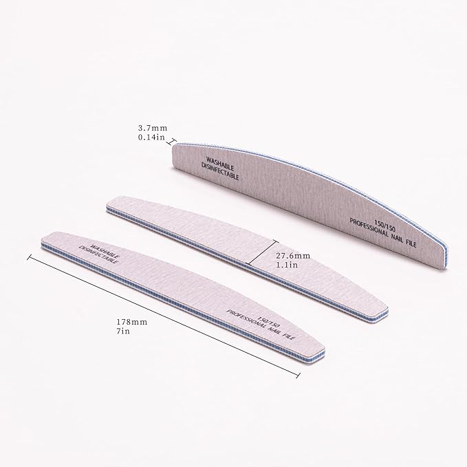 6PCS Nail Files Professional Double Sided 80/100/150/180/240 Grit Nail Files Emery Board White/Black/Gray Nail Kits Manicure Pedicure Tool & Nail Buffering Files for Home and Salon Use