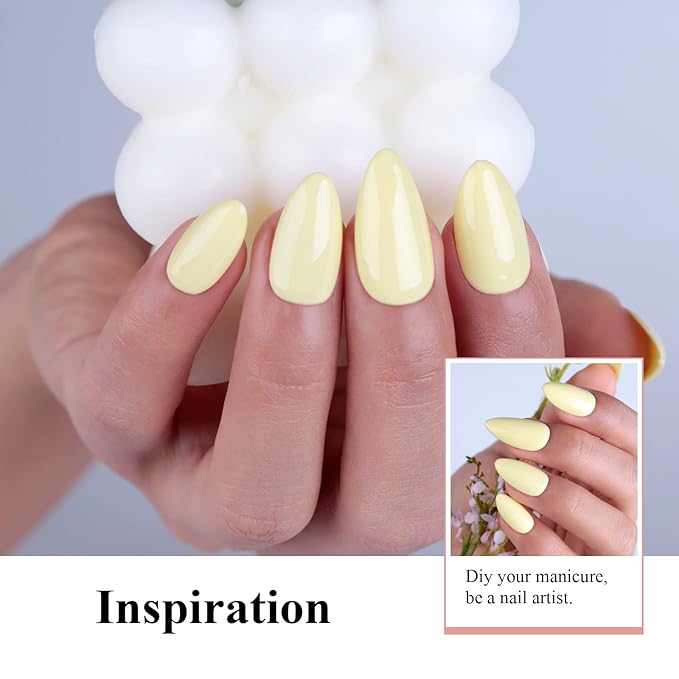 Imtiti Pastel Gel Nail Polish, 0.5 Fl Oz Creme Light Yellow Gel Polish Soak Off LED U V Nail Gel Polish Neutral Spring Summer Easter Gel Nail Polish DIY Nail Art Starter Manicure Salon Gel Nail Kit