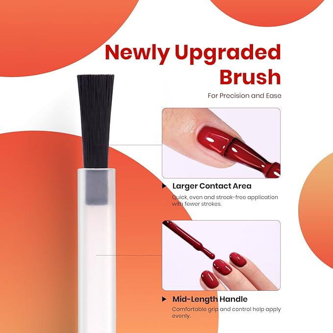Beetles Hema- Free Gel Nail Polish Set - 6 Colors 15ML Burgundy Brown Dark Red Yellow Light Orange Gel Polish Kit Soak Off UV LED Hema Free DIY Home Salon Gift for Women Autumn Dusk