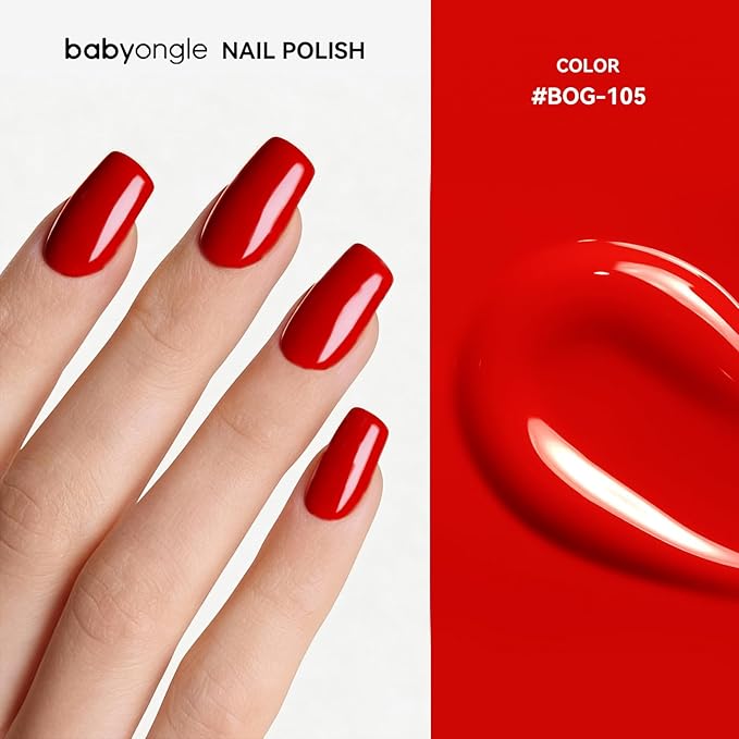 Red Nail Polish, 14 ML Quick Dry Vibrant Red Nail Polish for Nail Art DIY Manicure at Home, Chip Resistant Nail Lacquer for Nail Art Varnish, Long Lasting, BOG105