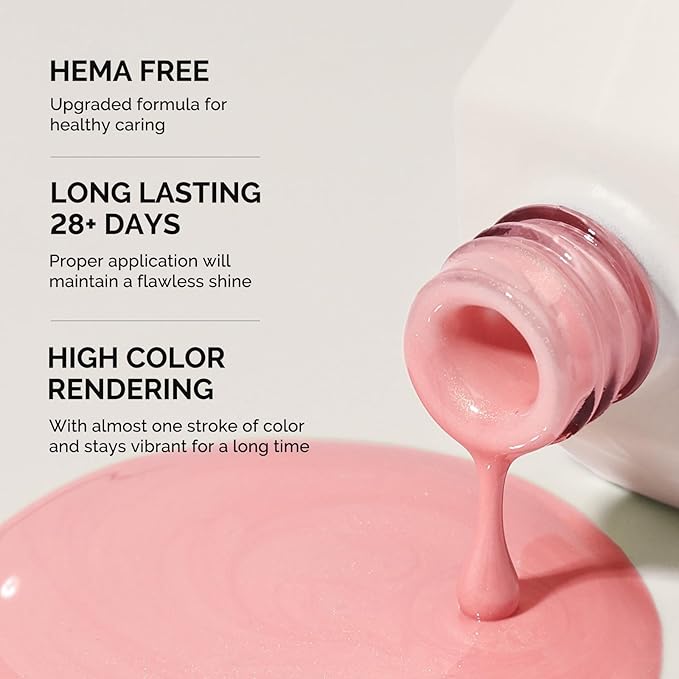MelodySusie Hema Free Gel Nail Polish, 0.5 Fl Oz Thick Ballerina Pink Gel Polish, Non-Toxic, Long Lasting, Soak Off UV Nail Polish, Manicure Nail Design Salon DIY Nail Art at Home B3601
