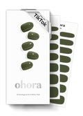ohora Semi Cured Gel Nail Strips (N Cream Moss) - Green, Solid, Works with Any UV/LED Lamps, Salon-Quality, Long Lasting, Easy to Apply & Remove - Includes 2 Prep Pads, Nail File & Wooden Stick