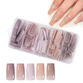 MissCheering Medium Square Press On Nails Kit 140 PCS - DIY Salon French Manicure Set - Gel Nail Extensions for Natural Nail Bed, UV Light for Pro Hold - Gift for Women Who Love Beauty