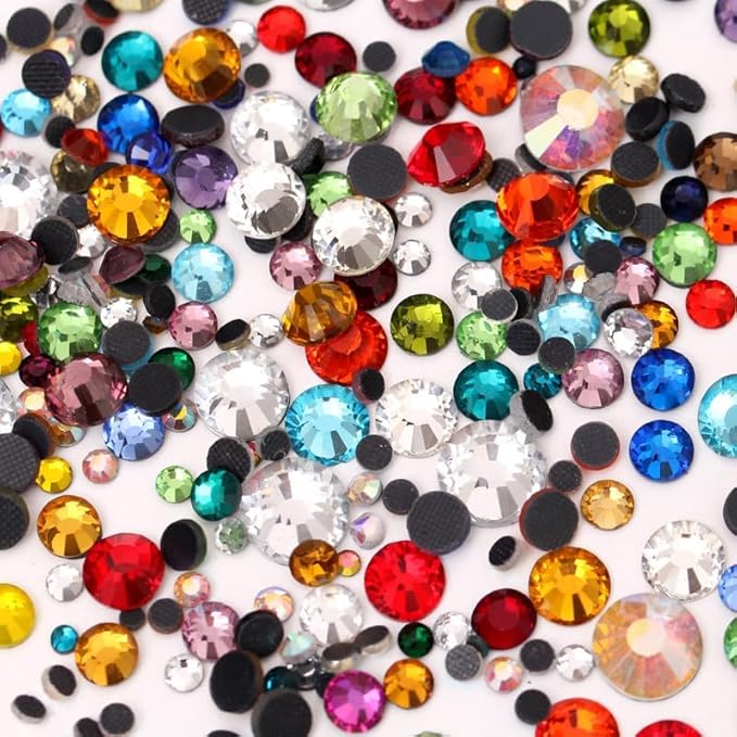 Blinginbox 4000pcs SS10 Mixed Size Hotfix Flat Back Rhinestones Applicator Tool, Glass Round Rhinestones, Art Deco Style, Easy to Use, Ideal for DIY Decorating